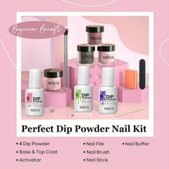 11 Pcs Dip Powder Nail Kit Starter Set with 4 Colors Pink Gray Acrylic System