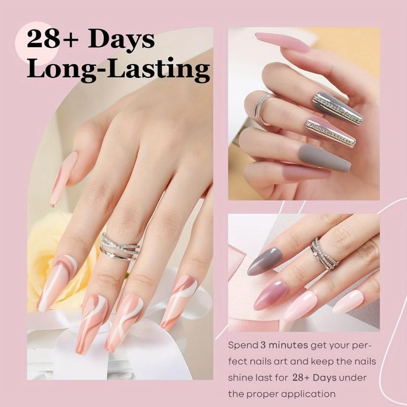 11 Pcs Dip Powder Nail Kit Starter Set with 4 Colors Pink Gray Acrylic System