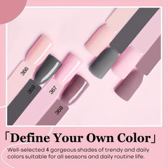 11 Pcs Dip Powder Nail Kit Starter Set with 4 Colors Pink Gray Acrylic System
