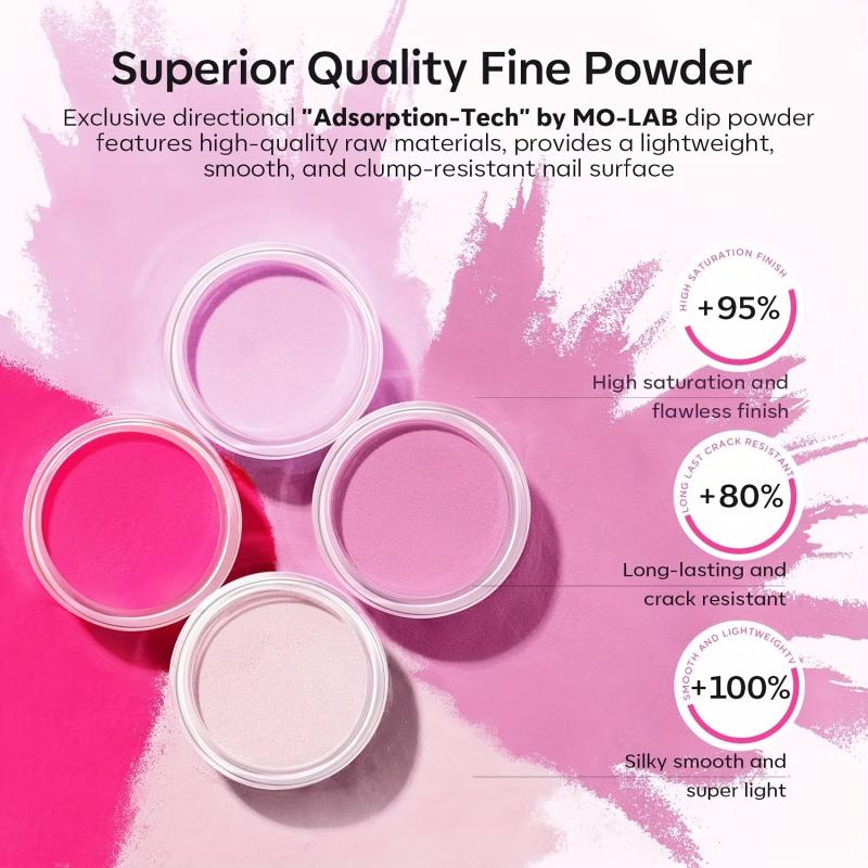 Dip Powder Nail Kit 4 Colors Hot Pink Bright Dipping Powder Set