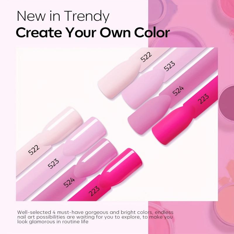 Dip Powder Nail Kit 4 Colors Hot Pink Bright Dipping Powder Set