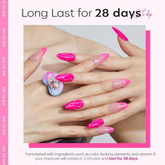 Dip Powder Nail Kit 4 Colors Hot Pink Bright Dipping Powder Set