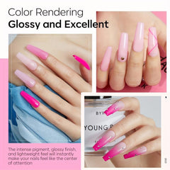 Dip Powder Nail Kit 4 Colors Hot Pink Bright Dipping Powder Set