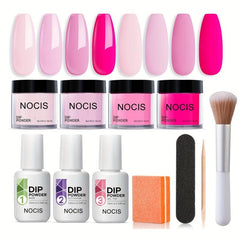 Dip Powder Nail Kit 4 Colors Hot Pink Bright Dipping Powder Set