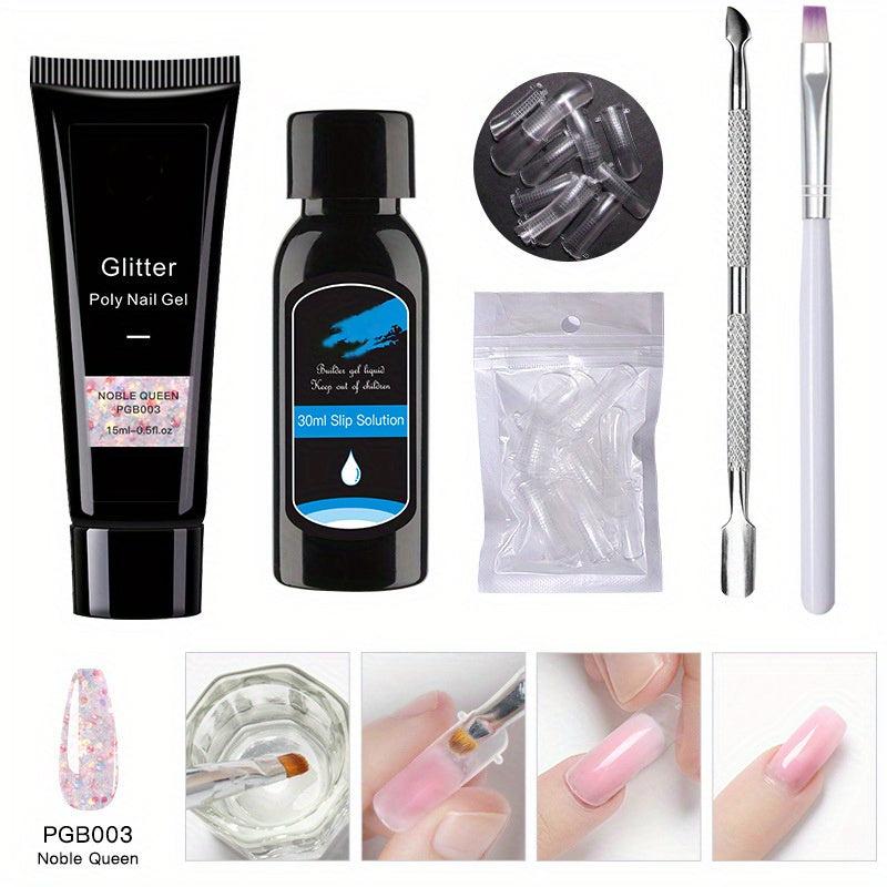 5 Nail Art Extension Glue Set with Brush, Pusher & Tips