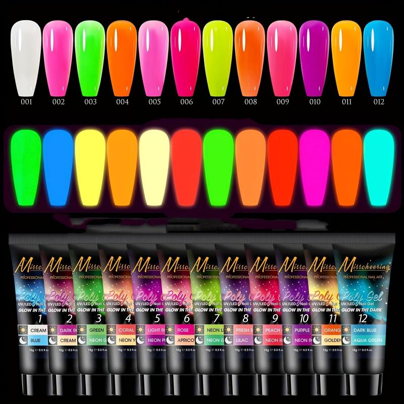 12 Pcs Quick Extension Nail Gel Polish Sequin Polish Crystal Nail Polish