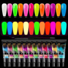 12 Pcs Quick Extension Nail Gel Polish Sequin Polish Crystal Nail Polish