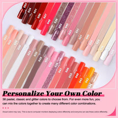 36 Colors Dip Powder Starter Kit Nude Pink Glitter Neutral French Acrylic Dippin