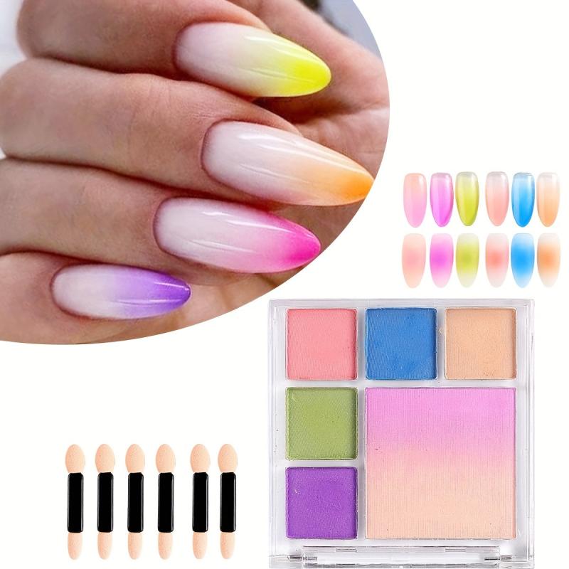 Gradient Nail Pigment Powder Set Neon Red Glitter Dust Ombre Manicure Kit