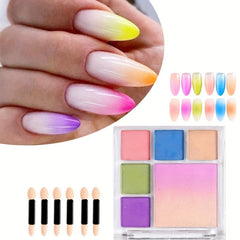 Gradient Nail Pigment Powder Set Neon Red Glitter Dust Ombre Manicure Kit