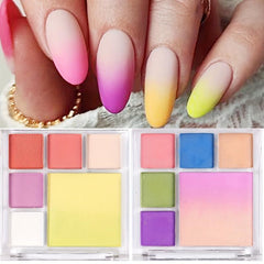 Gradient Nail Pigment Powder Set Neon Red Glitter Dust Ombre Manicure Kit