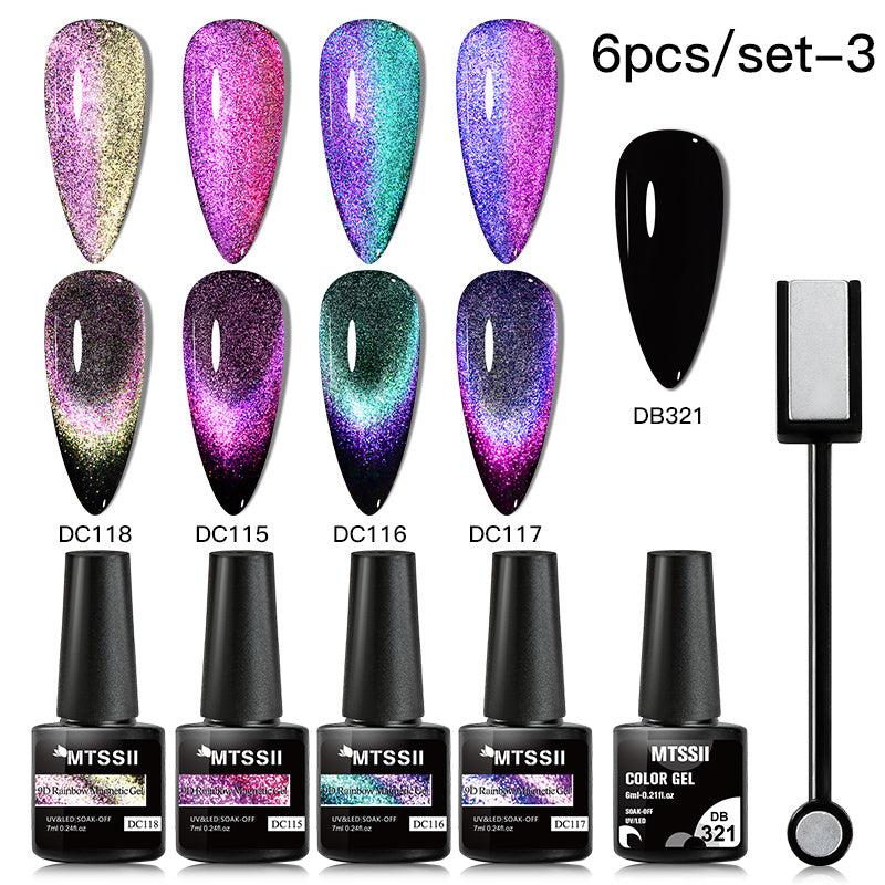 Cat Eye Gel Nail Polish Set with Magnetic Stick