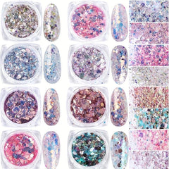 Holographic Nail Glitter Flakes Mermaid Powder Nail Art 3D Sequins