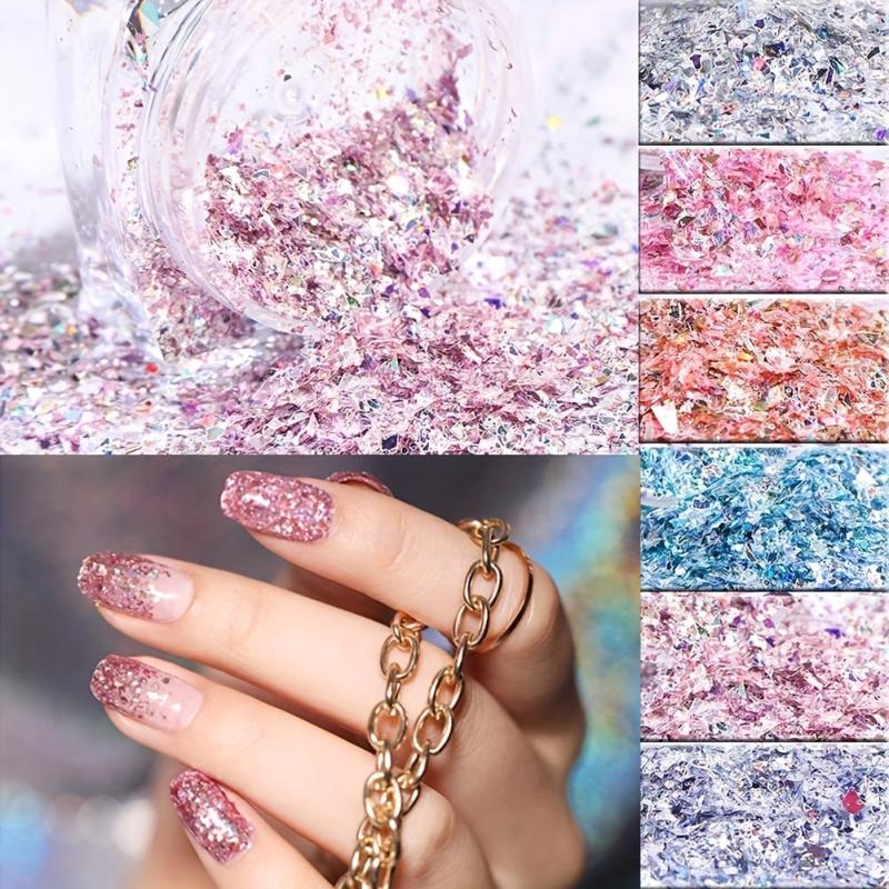 Holographic Nail Glitter Flakes Mermaid Powder Nail Art 3D Sequins