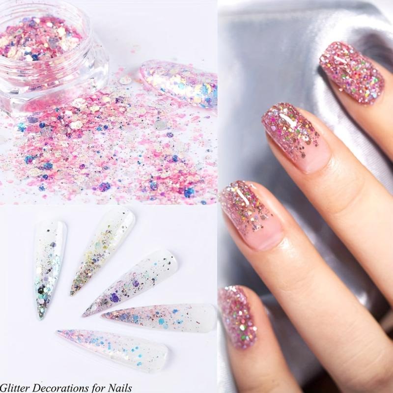 Holographic Nail Glitter Flakes Mermaid Powder Nail Art 3D Sequins