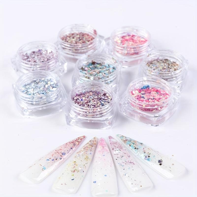 Holographic Nail Glitter Flakes Mermaid Powder Nail Art 3D Sequins