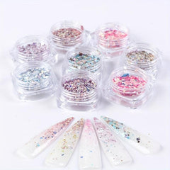 Holographic Nail Glitter Flakes Mermaid Powder Nail Art 3D Sequins