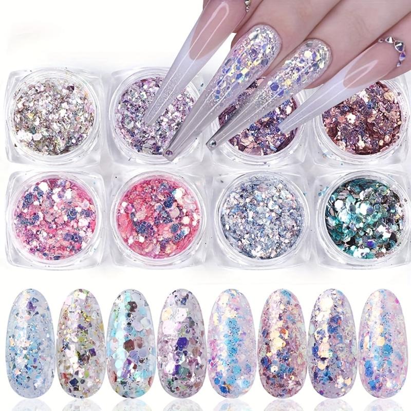 Holographic Nail Glitter Flakes Mermaid Powder Nail Art 3D Sequins