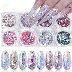 Holographic Nail Glitter Flakes Mermaid Powder Nail Art 3D Sequins