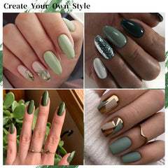 Aokitec 16Pcs Green Glitter Dip Powder Nail Kit