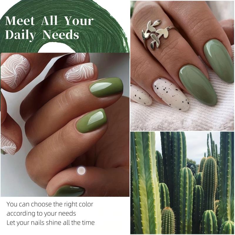 Aokitec 16Pcs Green Glitter Dip Powder Nail Kit