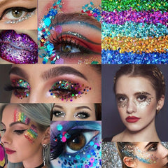 12 colors Holographic Mixed Star and Hexagon Nail Glitters