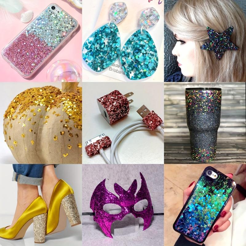 12 colors Holographic Mixed Star and Hexagon Nail Glitters