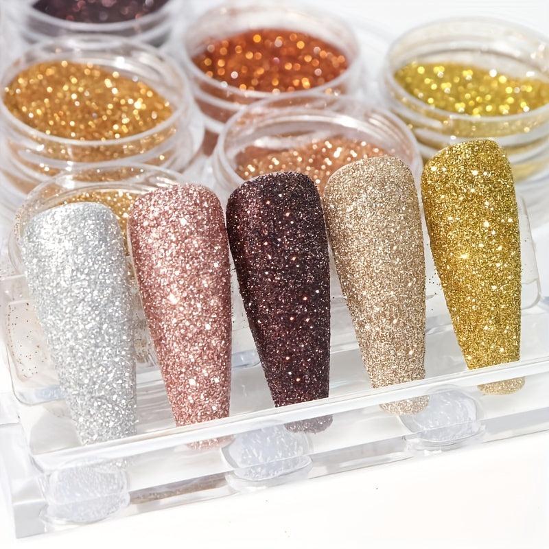 6 pcs Nail Art Sequins Glitter Kit - Shimmering Flakes for Nail Art Decoration