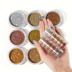 6 pcs Nail Art Sequins Glitter Kit - Shimmering Flakes for Nail Art Decoration