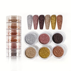 6 pcs Nail Art Sequins Glitter Kit - Shimmering Flakes for Nail Art Decoration