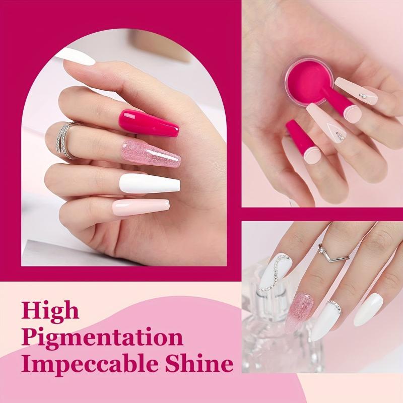 10 Pc Dip Powder Nail Kit - 4 Pink & Red Colors - Acrylic Dipping System