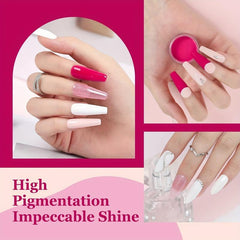 10 Pc Dip Powder Nail Kit - 4 Pink & Red Colors - Acrylic Dipping System