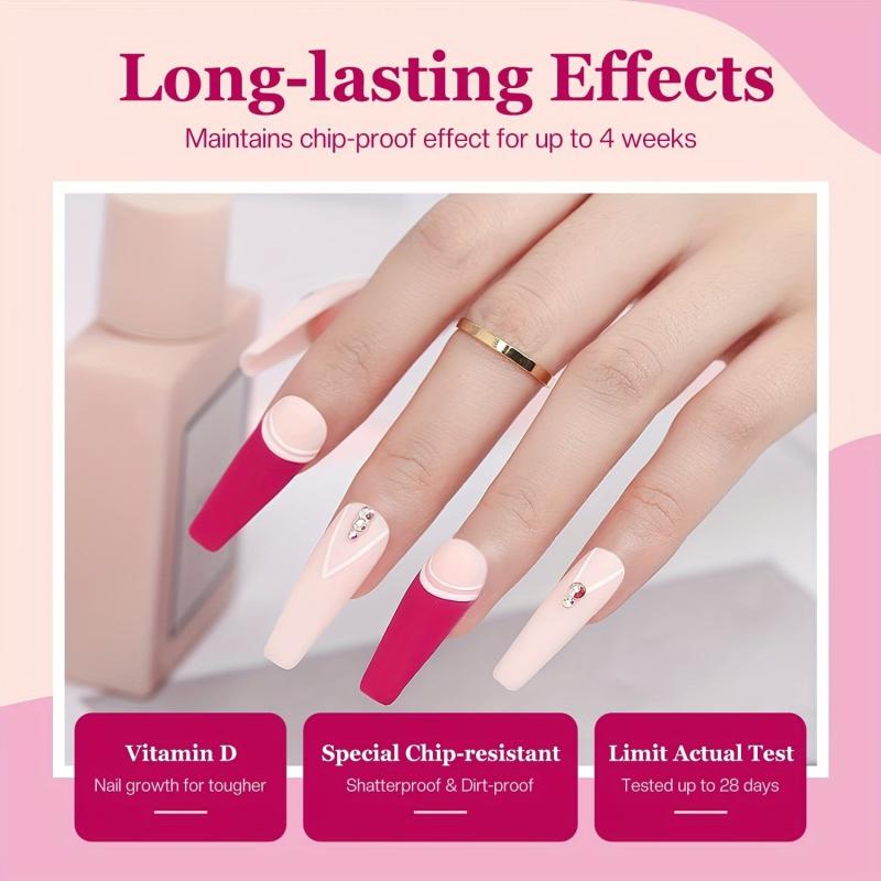 10 Pc Dip Powder Nail Kit - 4 Pink & Red Colors - Acrylic Dipping System