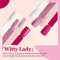 10 Pc Dip Powder Nail Kit - 4 Pink & Red Colors - Acrylic Dipping System