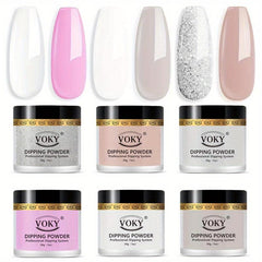 6-Color Nude Pink Glitter Dipping Powder Starter Kit