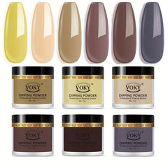6-Color Nude Pink Glitter Dipping Powder Starter Kit