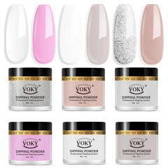 6-Color Nude Pink Glitter Dipping Powder Starter Kit