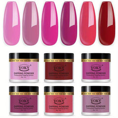 6-Color Nude Pink Glitter Dipping Powder Starter Kit