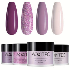 4 Colors Dip Powder Kit Purple Collection Dipping Powder