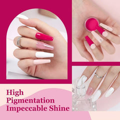 10 Pcs Dip Powder Nail Kit Starter 4 Colors Hot Pink Acrylic Dipping Powder