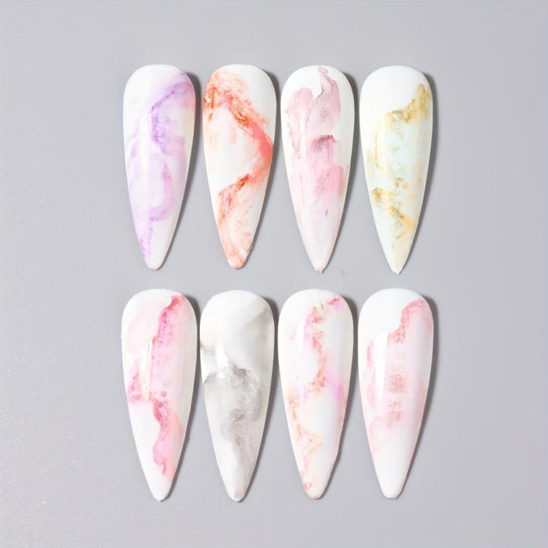 Blooming Gel Nail Polish 8 Colors Pearl Shimmer Watercolor Paints Glitter