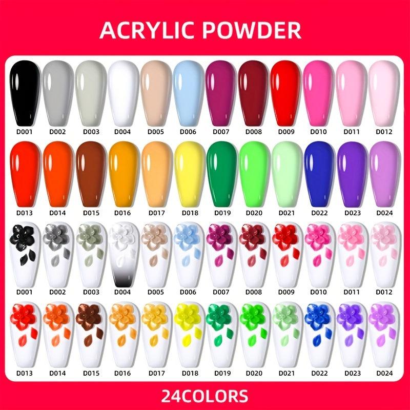 24 Colors Acrylic Nail Powder Set for 3D Manicure Extension