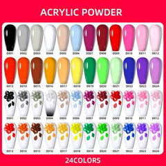 24 Colors Acrylic Nail Powder Set for 3D Manicure Extension