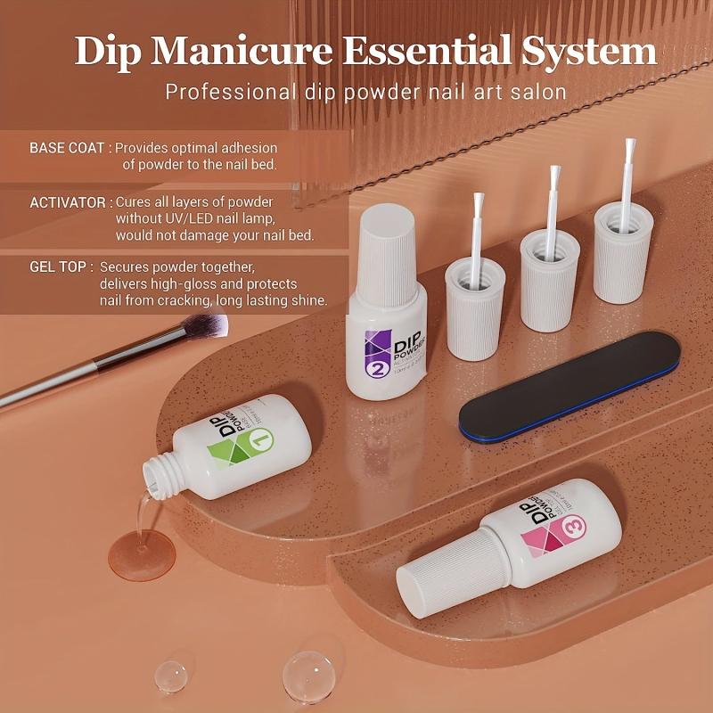 Dip Powder Nail Kit Starter Set with 4 Colors Nude Brown Acrylic