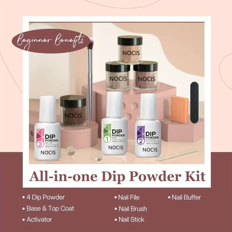 Dip Powder Nail Kit Starter Set with 4 Colors Nude Brown Acrylic