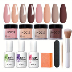 Dip Powder Nail Kit Starter Set with 4 Colors Nude Brown Acrylic