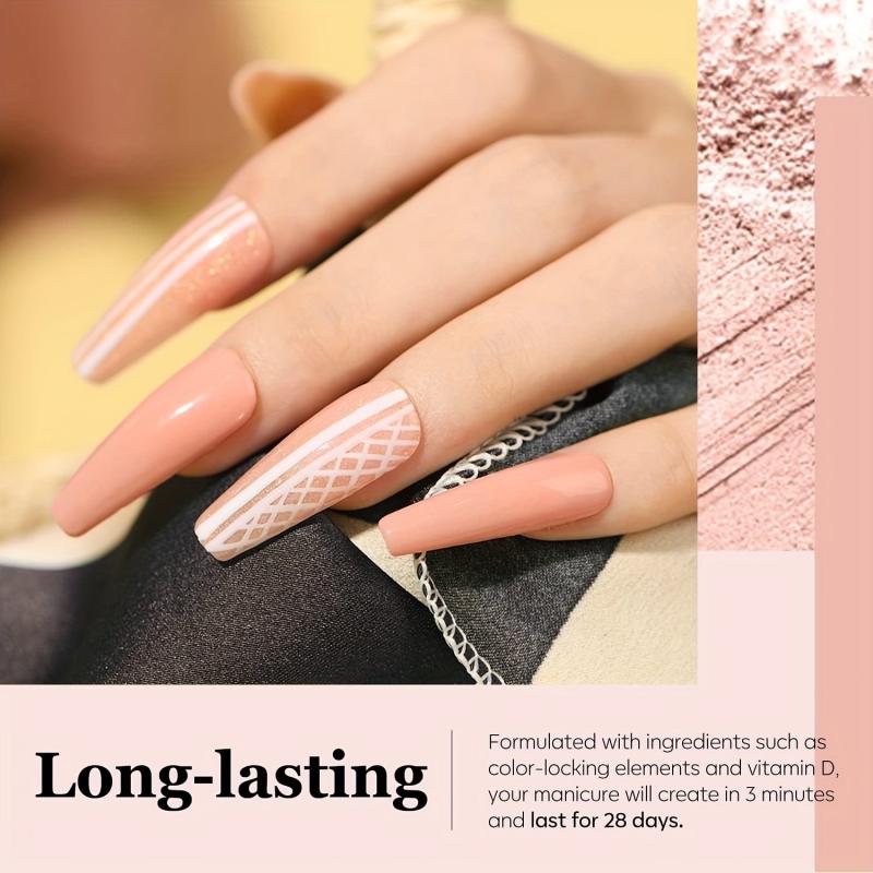 Nude Pink Glitter Dip Powder Nail Kit for Beginners with Base Coat and Activator