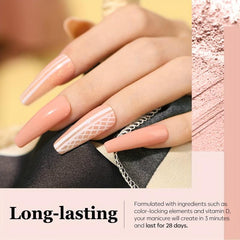 Nude Pink Glitter Dip Powder Nail Kit for Beginners with Base Coat and Activator