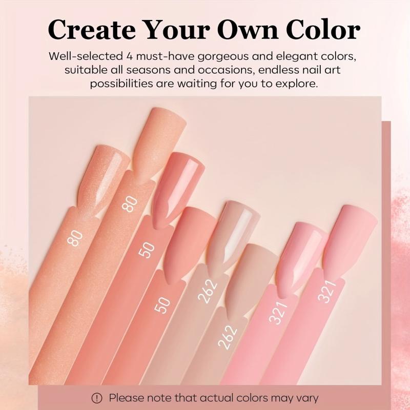 Nude Pink Glitter Dip Powder Nail Kit for Beginners with Base Coat and Activator