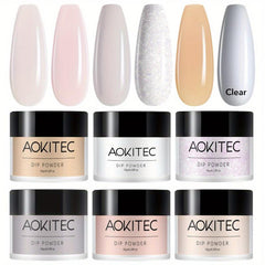 Dip Powder Starter Set Nude Pink Glitter Silver French Nail Art Kit Manicure DIY